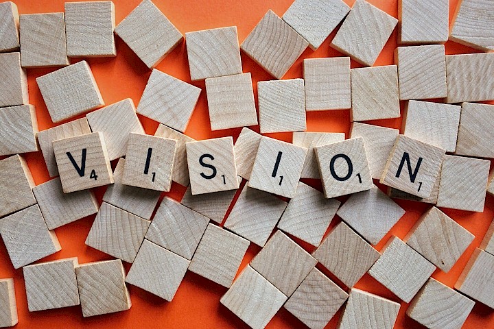 Scrabble-Buchstaben "Vision"