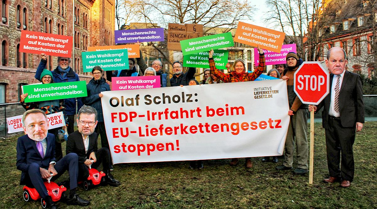 Protestaktion Mainz EU Lieferkettengesetz